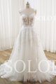 Ivory Deep V Neck A Line Court Train Wedding Dress DPP_000aa